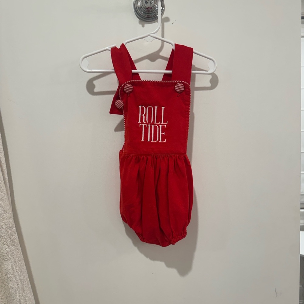 Vibrant Red Kids Bodysuit with 'Roll Tide' Design